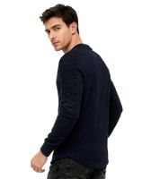 Urban sweatshirt for men with ribbed sleeve design, pullover sweater 19056, navy blue