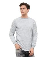 Urban men's sweatshirt with ribbed sleeve design, pullover sweater 19056 grey melange