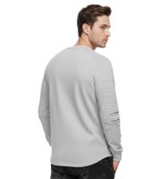 Urban men's sweatshirt with ribbed sleeve design, pullover sweater 19056 grey melange