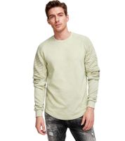 Urban men's sweatshirt with ribbed sleeve design, pullover sweater 19056, light green