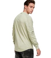 Urban men's sweatshirt with ribbed sleeve design, pullover sweater 19056, light green