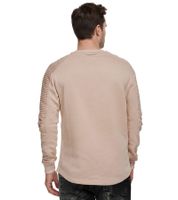 Urban sweatshirt for men with ribbed sleeve design, pullover sweater 19056, light brown