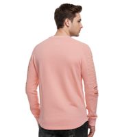 Urban men's sweatshirt with ribbed sleeve design, pullover sweater 19056, pink