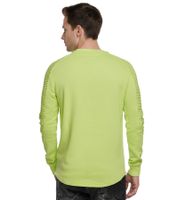 Urban men's sweatshirt with ribbed sleeve design, pullover sweater 19056, lime green