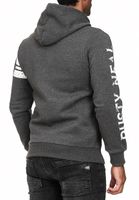 Cool men's sweatshirt jacket with cool print motifs. Hoodie/hooded pullover 19077 Anthracite Melange