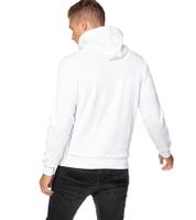Felpa con cappuccio da uomo alla moda con stampa frontale audace. Maglione con cappuccio e tasca a marsupio. Maglione 19138 Bianco