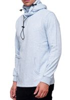 Felpa con cappuccio da uomo alla moda con mascherina integrata, pullover con cappuccio 19139, blu melange