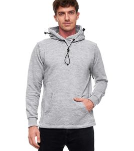 Felpa con cappuccio da uomo alla moda con mascherina integrata. Felpa con cappuccio 19139 Grigio Melange