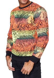 Emocionante sudadera para hombre con un moderno diseño de tigre, suéter de cuello redondo 19142 rojo