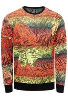 Exciting men's sweatshirt in a trendy tiger design, crew neck pullover sweater 19142 red