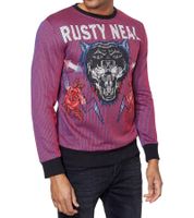 Maglione girocollo da uomo alla moda con grande stampa di tigre e motivo a righe. Maglione/Felpa 19143 Rosso