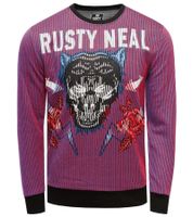Maglione girocollo da uomo alla moda con grande stampa di tigre e motivo a righe. Maglione/Felpa 19143 Rosso