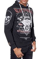 Cool men's hoodie, hooded pullover with rock print, sweater/sweatshirt 19148, black