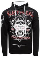 Cool men's hoodie, hooded pullover with rock print, sweater/sweatshirt 19148, black