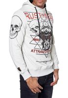 Cool men's hoodie, hooded pullover with rock print, sweater/sweatshirt 19148 Grey