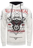Cool men's hoodie, hooded pullover with rock print, sweater/sweatshirt 19148 Grey