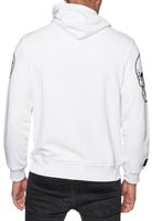 Cool men's hoodie, hooded pullover with rock print, sweater/sweatshirt 19148, white