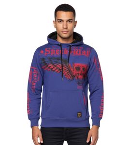Elegante maglione con cappuccio con stampa alla moda per uomo, maglione pullover 19149, blu navy