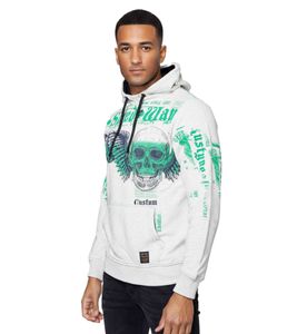 Elegante maglione con cappuccio e stampa alla moda per uomo, maglione pullover 19149 Grigio