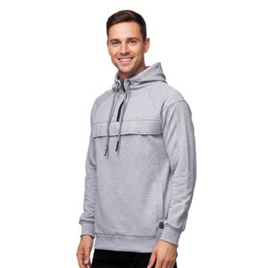 Felpa sportiva da uomo con logo del marchio su un dettaglio frontale casual. Maglione/felpa 19150 Grigio Melange