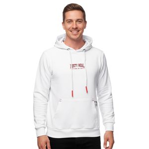 Felpa con cappuccio alla moda per uomo, felpa con cappuccio con tasca a marsupio casual, felpa pullover 19152 Bianco