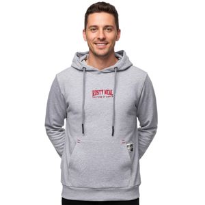 Felpa con cappuccio alla moda per uomo, felpa con cappuccio con tasca a marsupio casual, felpa pullover 19152 grigio melange