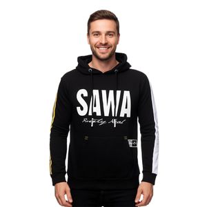 Felpa sportiva da uomo con cappuccio, grande stampa e scritta sul davanti. Felpa con cappuccio 19154 Nero