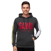 Men's sporty hooded sweatshirt with large print and lettering on the front. Hoodie Pullover 19154 Anthracite