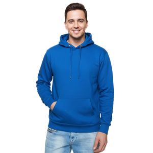 Comodo pullover con cappuccio da uomo in vestibilità regolare, felpa con cappuccio 19161, blu reale