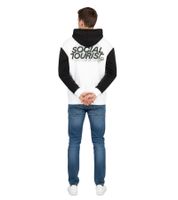 Hollister X Social Tourist Herren Hoodie mit Social Tourist-Print Baumwoll-Pullover 365-352 in Schwarz/Lila oder Weiß/Schwarz
