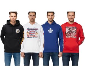 Felpa con cappuccio da uomo Hollister X NHL con stampa del logo della squadra, pullover in cotone 322-221-1606 Pittsburgh Penguins (Nero), Montreal Canadiens (Bianco), Toronto Maple Leafs (Blu) o Detroit Red Wings (Rosso)