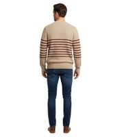 Pull rayé ESPRIT pour homme, col rond, 100 % coton, disponible en gris/gris foncé, beige/bordeaux ou gris/vert