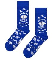 1 paire de chaussettes homme Happy Socks Smooth Sail, imprimé marin, en coton, pour tous les jours, P002595 Bleu/Blanc