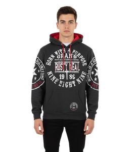 Sweat à capuche homme polyvalent avec imprimés tendance 19078 Gris