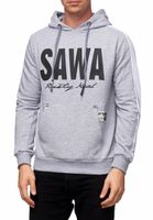 Felpa sportiva da uomo con cappuccio, con grande stampa e logo sul davanti. Felpa con cappuccio 19154 disponibile in nero, antracite o grigio.
