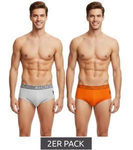 Pack de 2 U.S. POLO ASSN. Calzoncillos Premium para Hombre, Ropa Interior Sostenible, 180 g/m², 134 68263 53696 501 Naranja/Gris Jaspeado