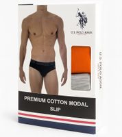 Confezione da 2 slip da uomo U.S. POLO ASSN. Premium, intimo sostenibile, 180 g/m², 134 68263 53696 501 Arancione/Grigio Melange