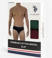 Confezione da 2 slip da uomo U.S. POLO ASSN. Premium, intimo sostenibile, 180 g/m², 134 68263 53696 502, Verde scuro/Rosso vino