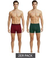 Paquete de 2 calzoncillos bóxer premium para hombre de U.S. POLO ASSN. Ropa interior sostenible, 180 g/m², 134 68262 53696 502, Verde oscuro/Rojo vino