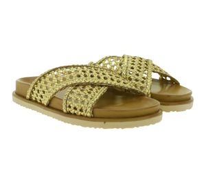 Eleganti pantofole da donna in vera pelle di igi&co, made in Italy, con cinturini stampa serpente, 76784 00, nere