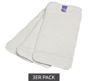 3-Pack Bambino Mio Baby Toddler Absorbent Insert with Stay-Dry Top Layer, Reusable Cloth Diaper Insert, White