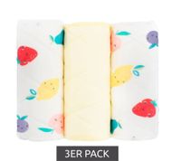 3-Pack Bambino Mio Baby Toddler Absorbent Inserts with Stay-Dry Top Layer, Reusable Cloth Diaper Inserts with Fruit Print, White