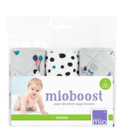 3-Pack Bambino Mio Baby Toddler Absorbent Inserts with Stay-Dry Top Layer, Reusable Cloth Diaper Inserts with Animal Print, White/Gray