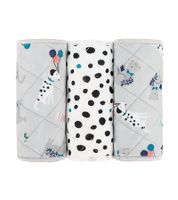 3-Pack Bambino Mio Baby Toddler Absorbent Inserts with Stay-Dry Top Layer, Reusable Cloth Diaper Inserts with Animal Print, White/Gray