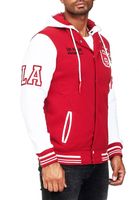 Lässige Sweat-Jacke für Herren im College-Style Kapuzen-Pullover Sweater 6876 in Rot/Weiß, Blau/Weiß oder Weiß/Schwarz
