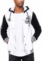 Lässige Sweat-Jacke für Herren im College-Style Kapuzen-Pullover Sweater 6876 in Rot/Weiß, Blau/Weiß oder Weiß/Schwarz