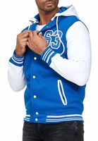 Lässige Sweat-Jacke für Herren im College-Style Kapuzen-Pullover Sweater 6876 in Rot/Weiß, Blau/Weiß oder Weiß/Schwarz