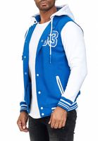 Lässige Sweat-Jacke für Herren im College-Style Kapuzen-Pullover Sweater 6876 in Rot/Weiß, Blau/Weiß oder Weiß/Schwarz