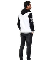 Lässige Sweat-Jacke für Herren im College-Style Kapuzen-Pullover Sweater 6876 in Rot/Weiß, Blau/Weiß oder Weiß/Schwarz