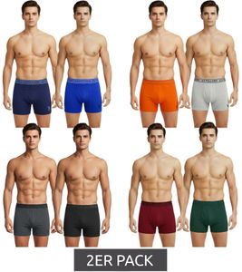 Lot de 2 boxers homme U.S. POLO ASSN. Premium, sous-vêtements éco-responsables, 180 g/m², 134 68262 53696, coloris : bleu roi/marine, vert foncé/bordeaux, orange/gris chiné ou gris foncé/noir